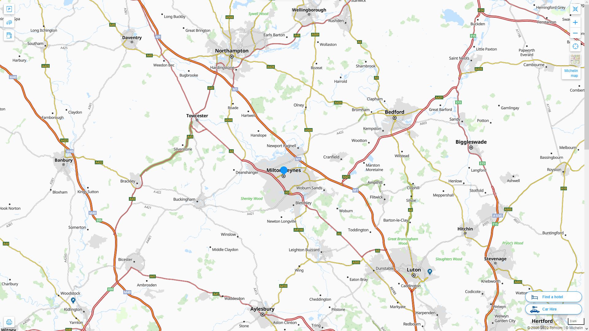 Milton Keynes Highway and Road Map